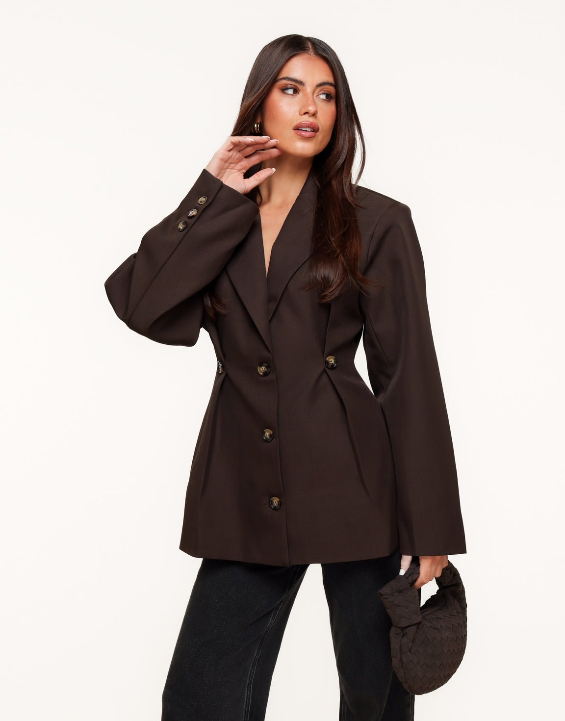 Donkerbruine Stevige Classic Detail - Blazer - Olivia & Kate