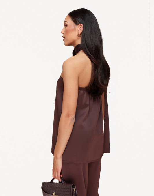 Donkerbruine Strapless Satijnen Sjaal Detail - Set - Olivia & Kate