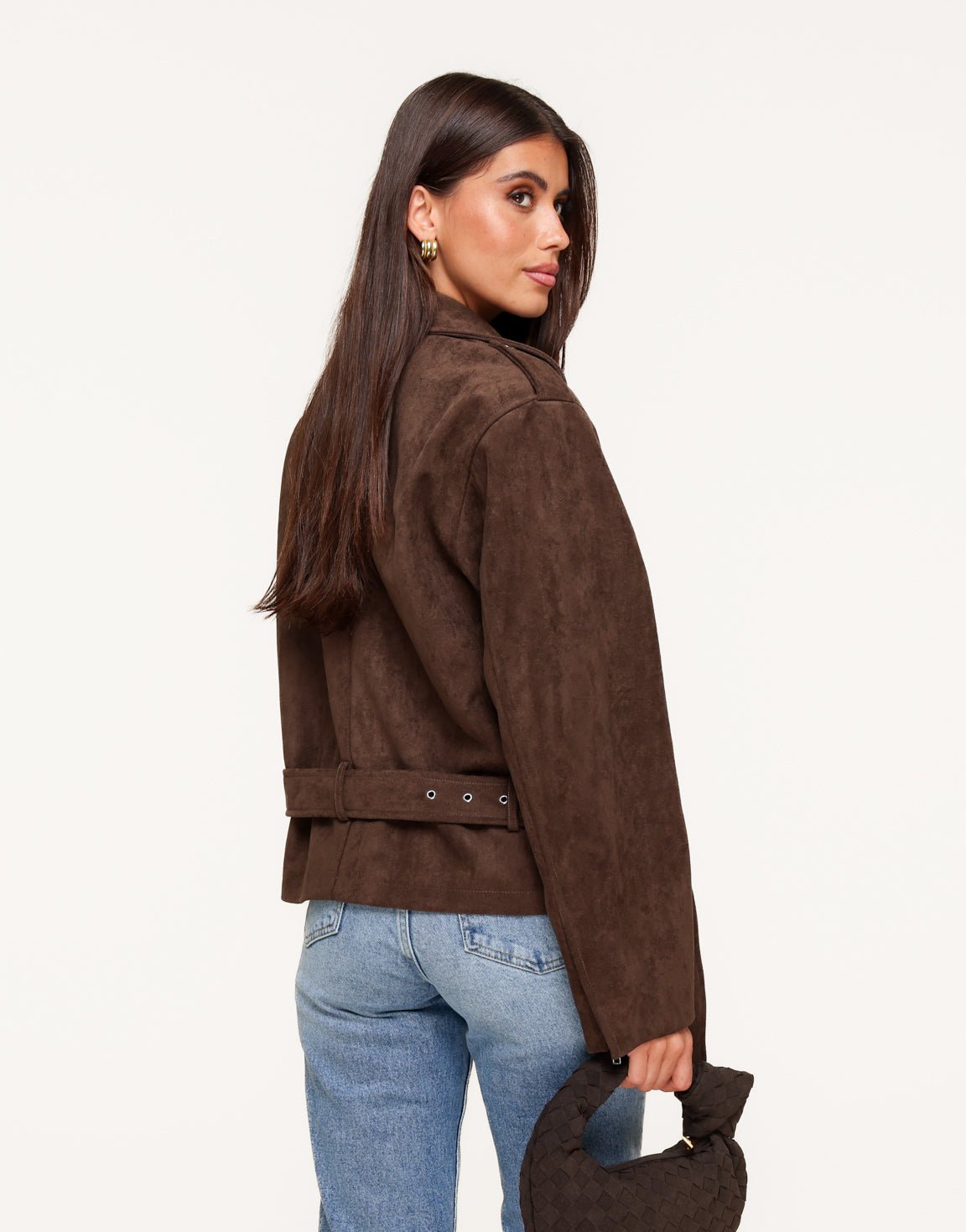 Donkerbruine Suede Biker - Jas - Olivia & Kate
