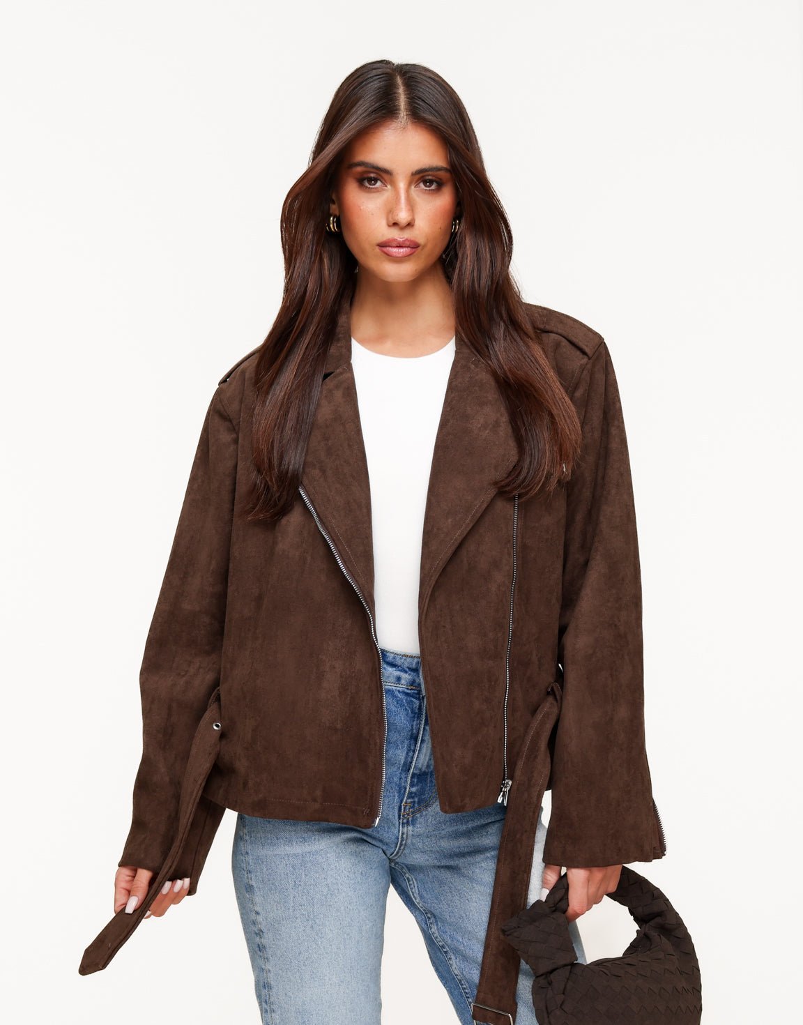 Donkerbruine Suede Biker - Jas - Olivia & Kate