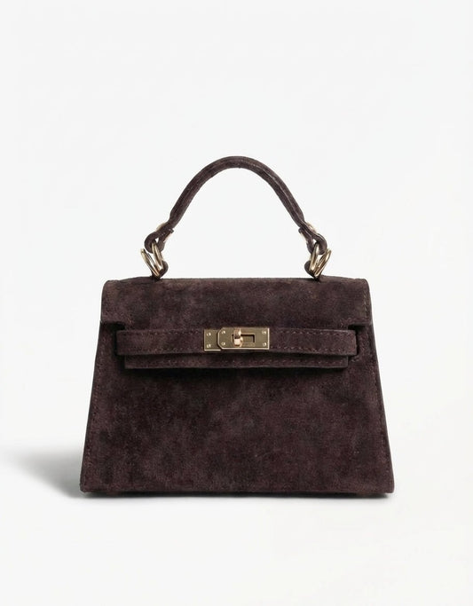 Donkerbruine Suede Gouden Detail - Tas - Olivia & Kate
