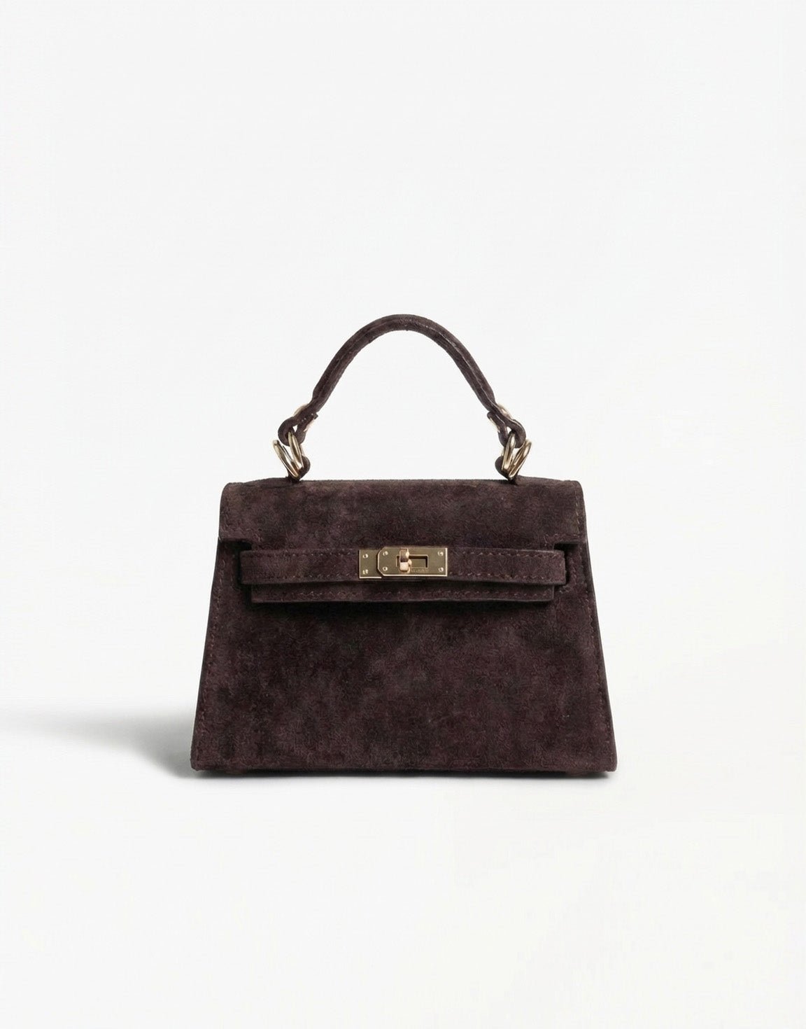 Dark Brown Suede Gold Detail - Bag - Olivia & Kate