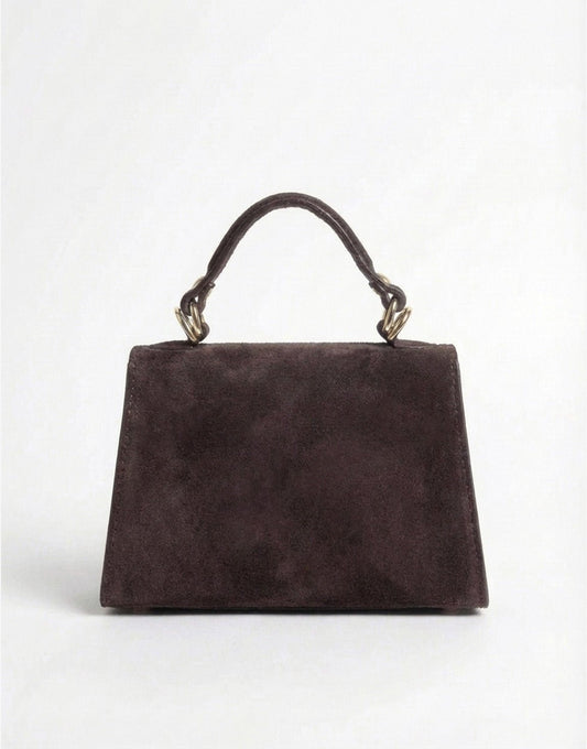 Donkerbruine Suede Gouden Detail - Tas - Olivia & Kate