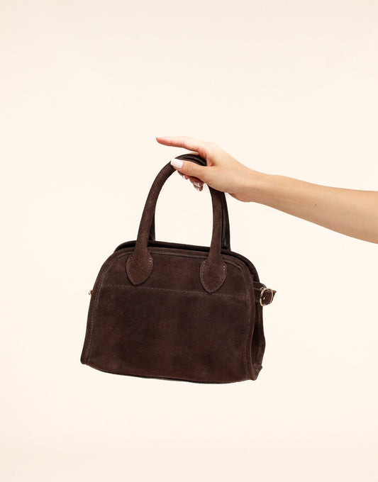 Donkerbruine Suede - Handtas - Olivia & Kate