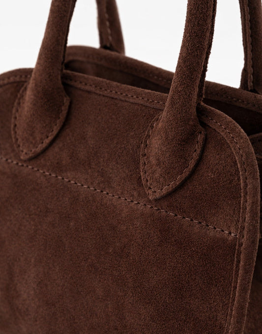 Donkerbruine Suede - Handtas - Olivia & Kate