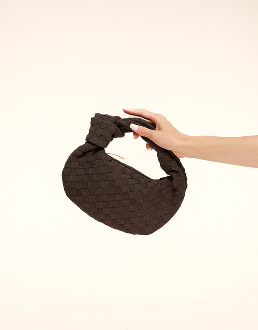 Donkerbruine Suede Middel Gevlochten - Tas - Olivia & Kate