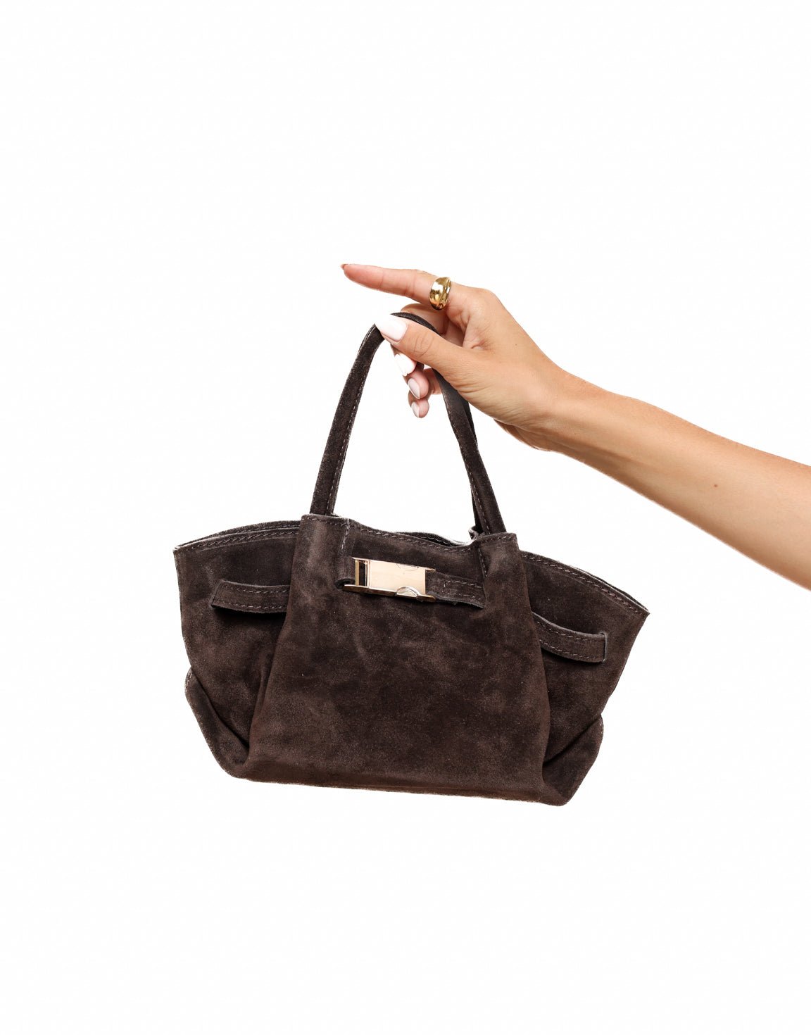 Donkerbruine Suede Shopper - Tas - Olivia & Kate
