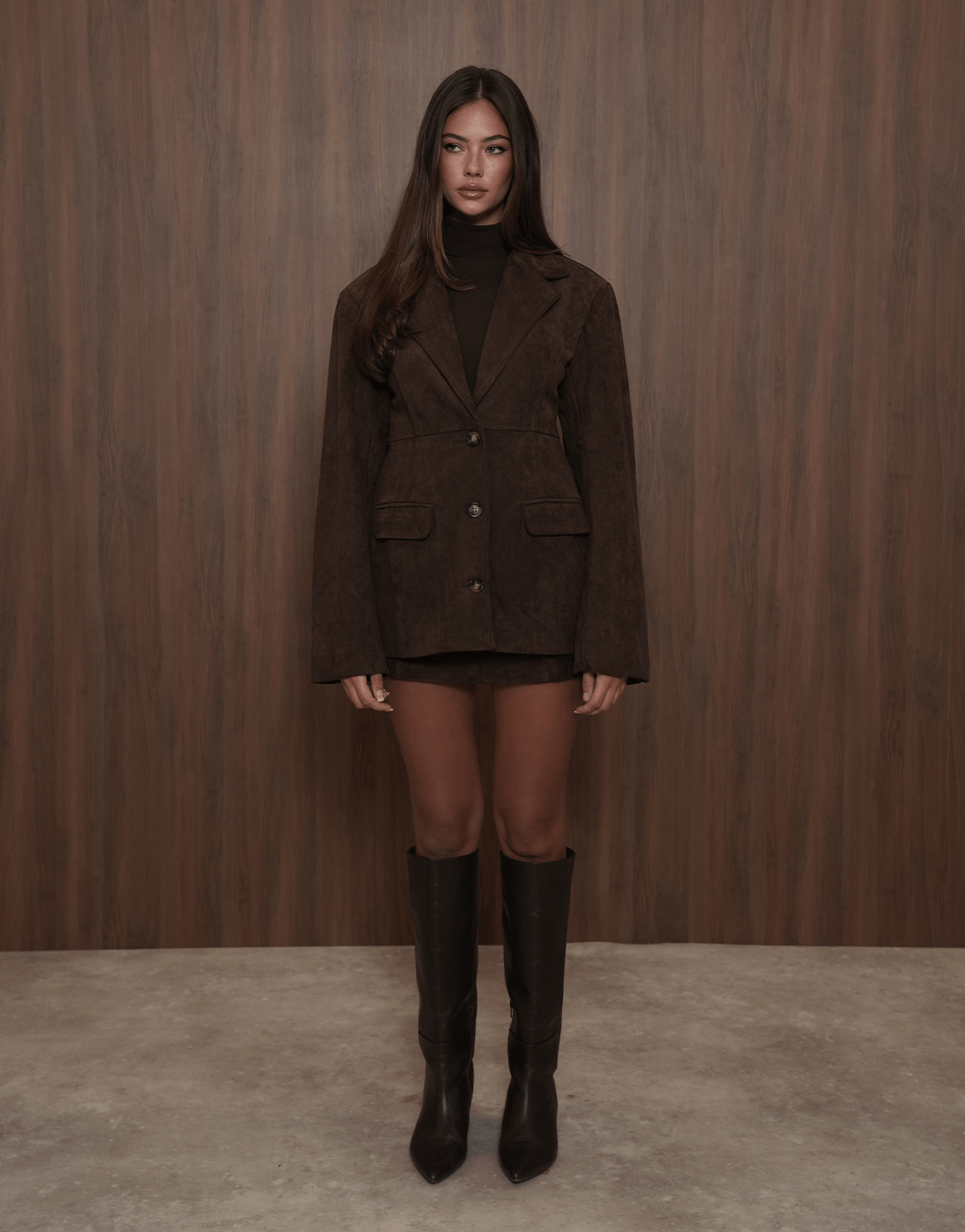 Donkerbruine Suede - Skort - Olivia & Kate