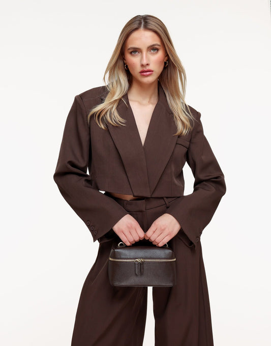 Donkerbruine V - hals Cropped Mid Waisted - Set - Olivia & Kate