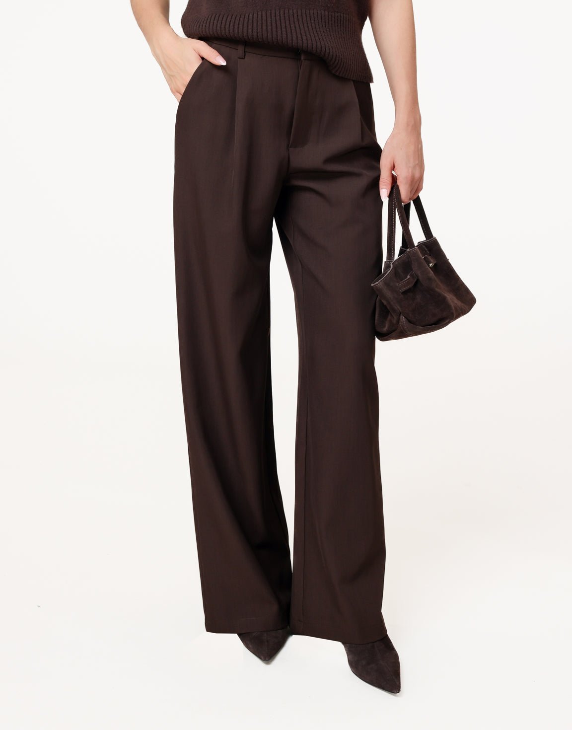 Dark brown Wide Classic - Trousers - Olivia & Kate