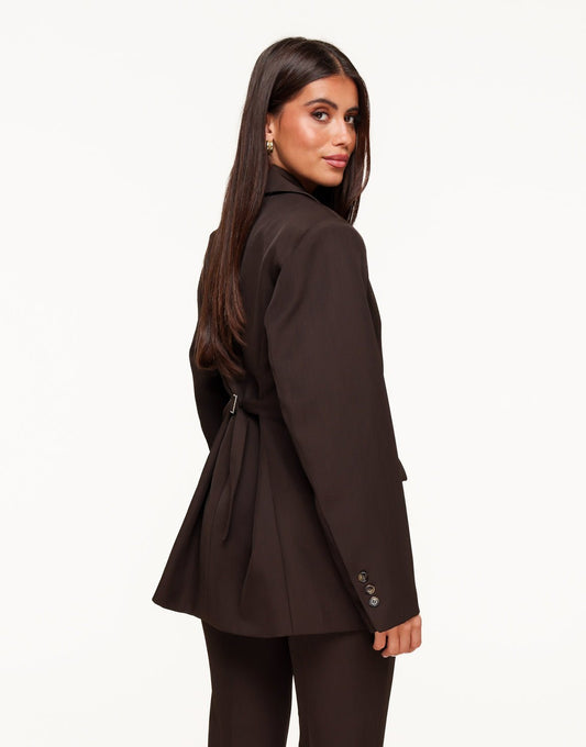 Donkerbruine Wijde Classic Rug Riem Detail - Set - Olivia & Kate