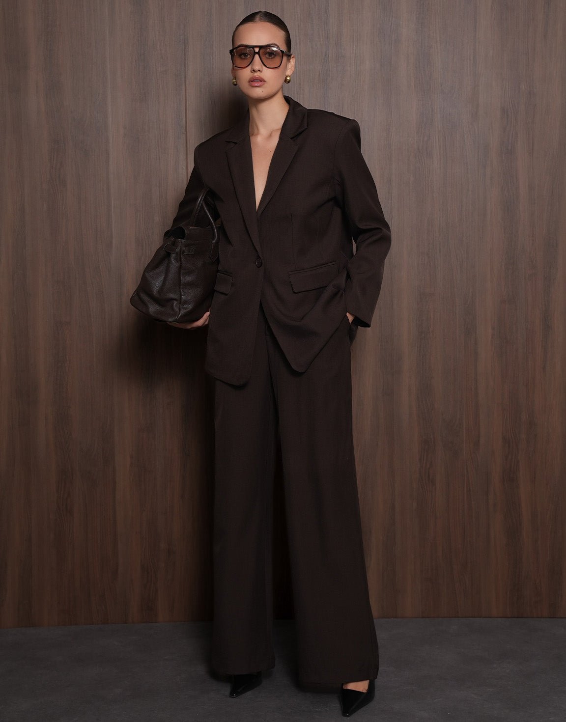 Donkerbruine Wijde Classic Rug Riem Detail - Set - Olivia & Kate