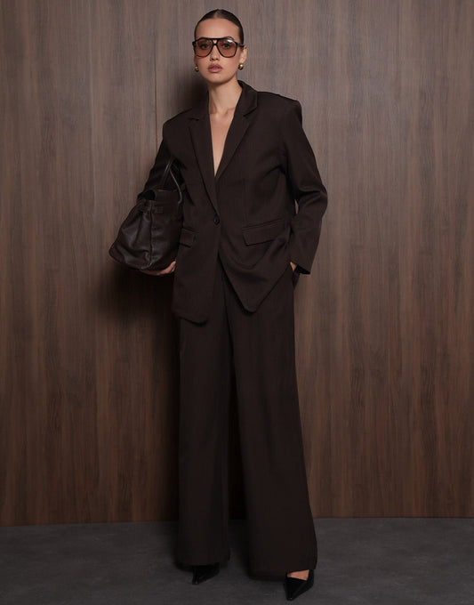 Donkerbruine Wijde Classic Rug Riem Detail - Set - Olivia & Kate