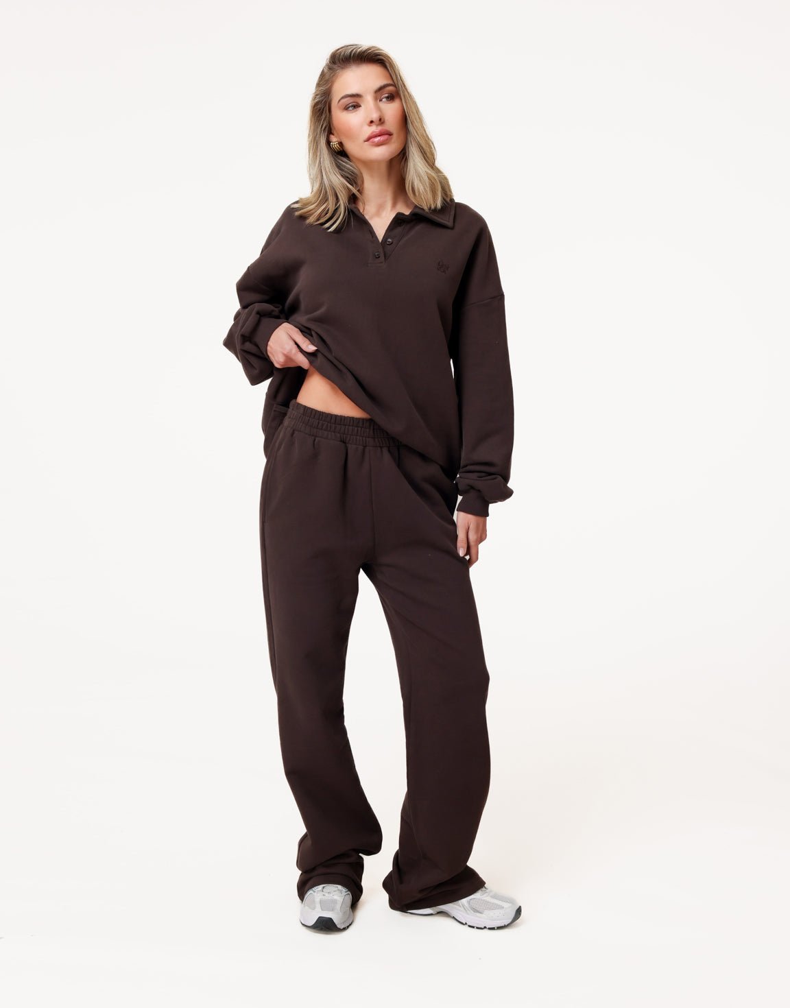 Donkerbruine Wijde Jogging - Broek - Olivia & Kate