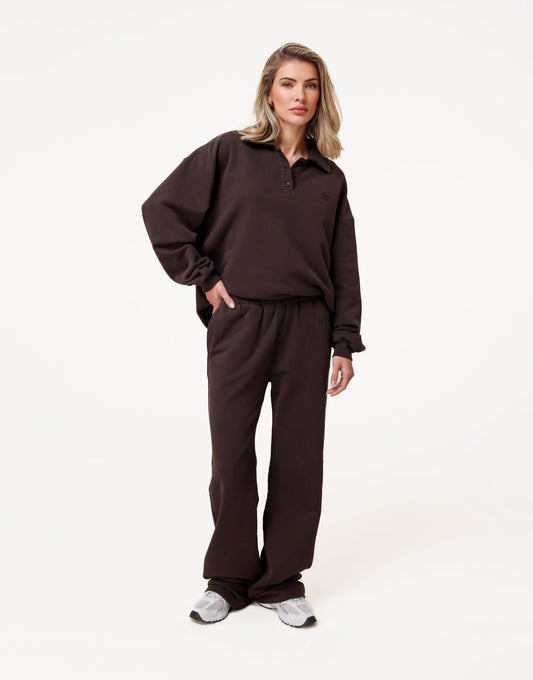 Donkerbruine Wijde Jogging - Broek - Olivia & Kate