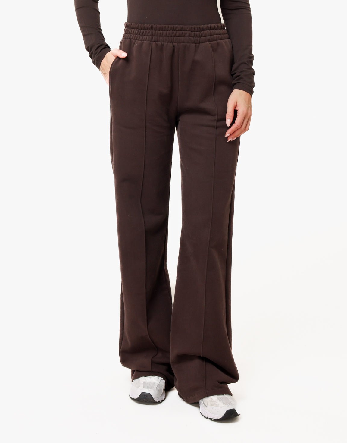 Donkerbruine Wijde Naden Jogging - Broek - Olivia & Kate