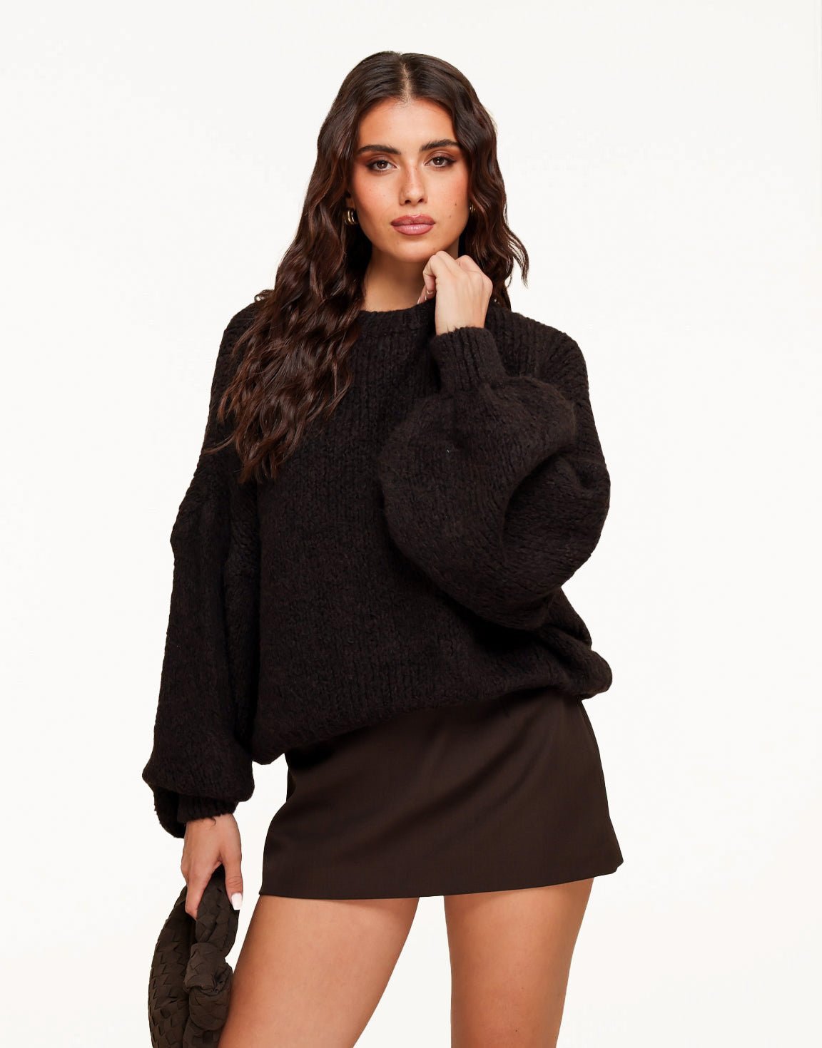 Donkerbruine Wollen Gebreide - Trui - Olivia & Kate