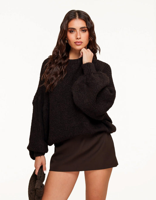 Donkerbruine Wollen Gebreide - Trui - Olivia & Kate