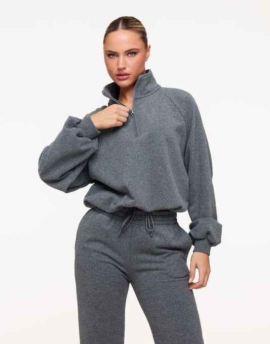 Donkergrijze Cropped Rits Jogging - Vest - Olivia & Kate