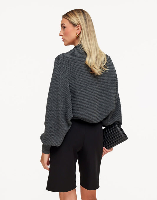 Donkergrijze Gebreide Cropped - Vest - Olivia & Kate