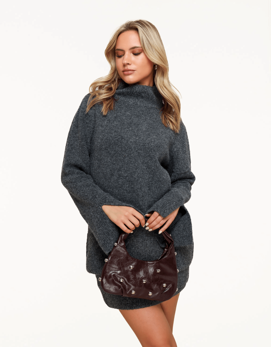 Donkergrijze Gebreide LS - Set - Olivia & Kate