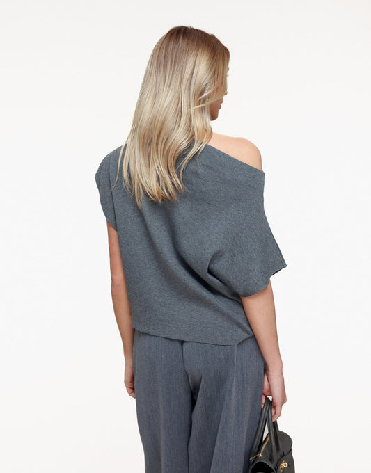 Donkergrijze Gebreide One Shoulder - Top - Olivia & Kate