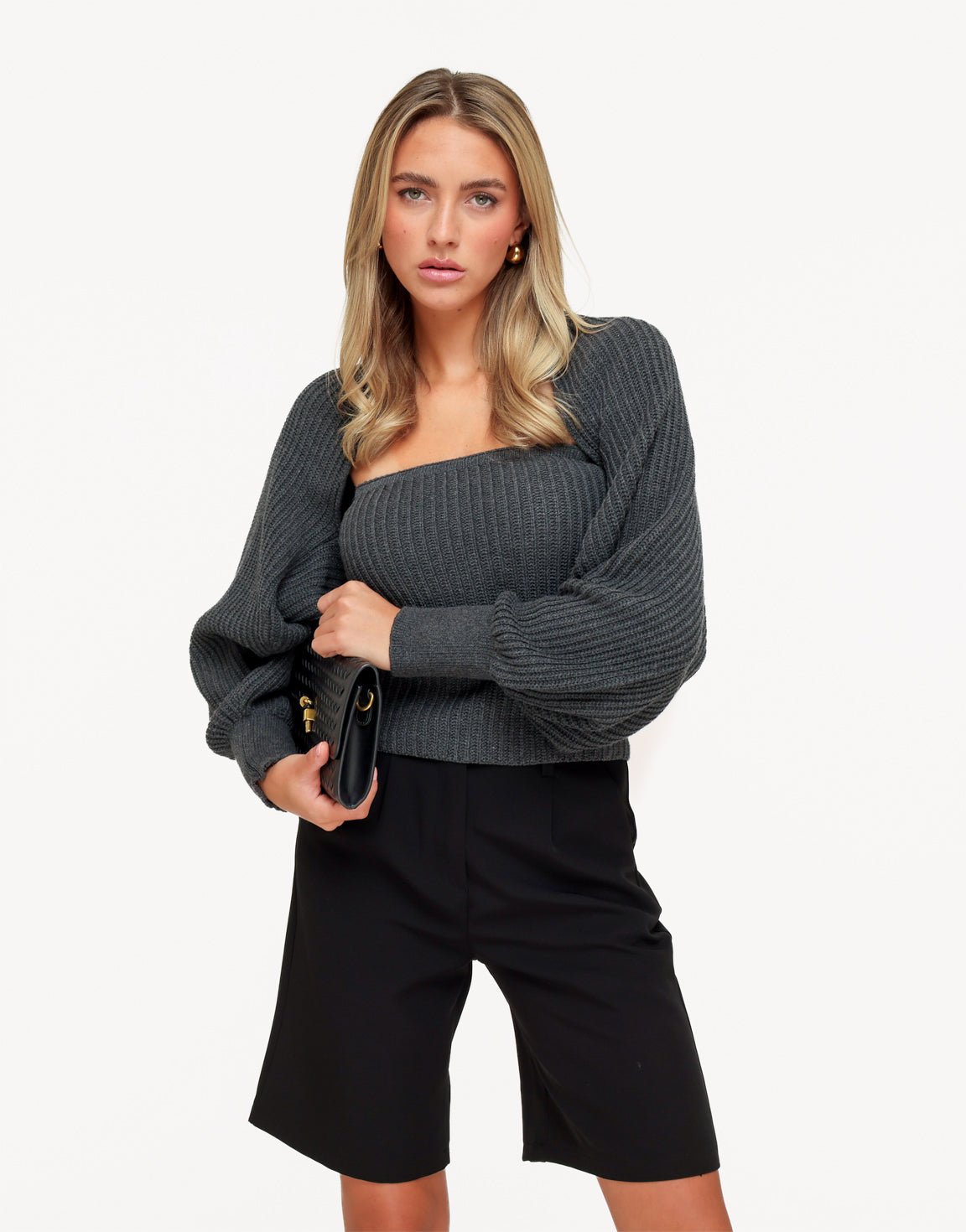 Donkergrijze Gebreide Tube - Top - Olivia & Kate