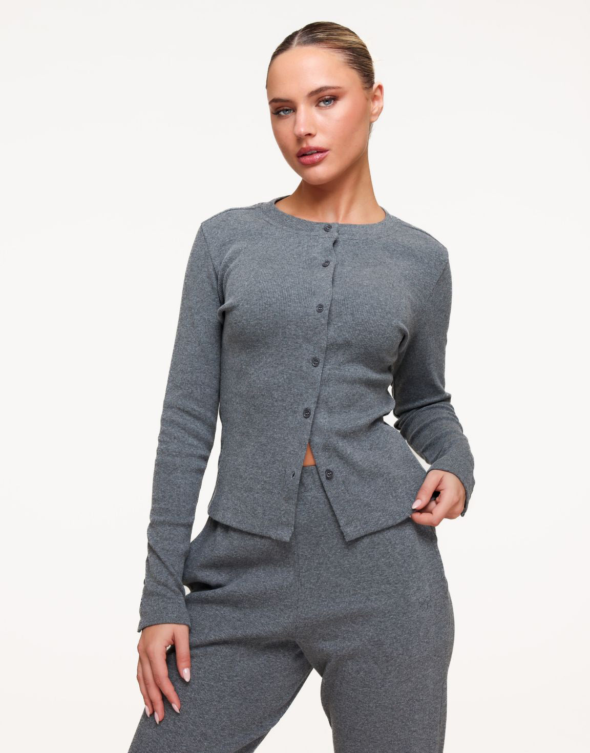 Donkergrijze Ribbel Lounge - Top - Olivia & Kate