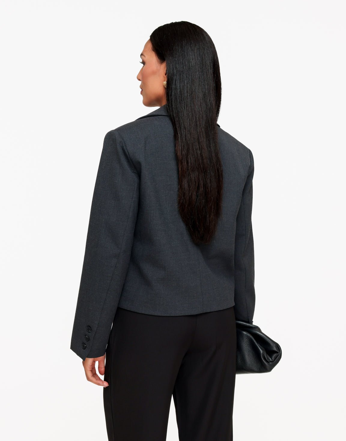 Donkergrijze Zak Detail Cropped - Blazer - Olivia & Kate
