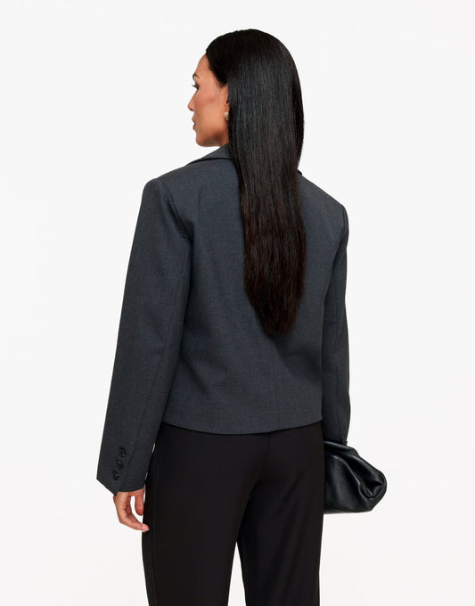 Donkergrijze Zak Detail Cropped - Blazer - Olivia & Kate