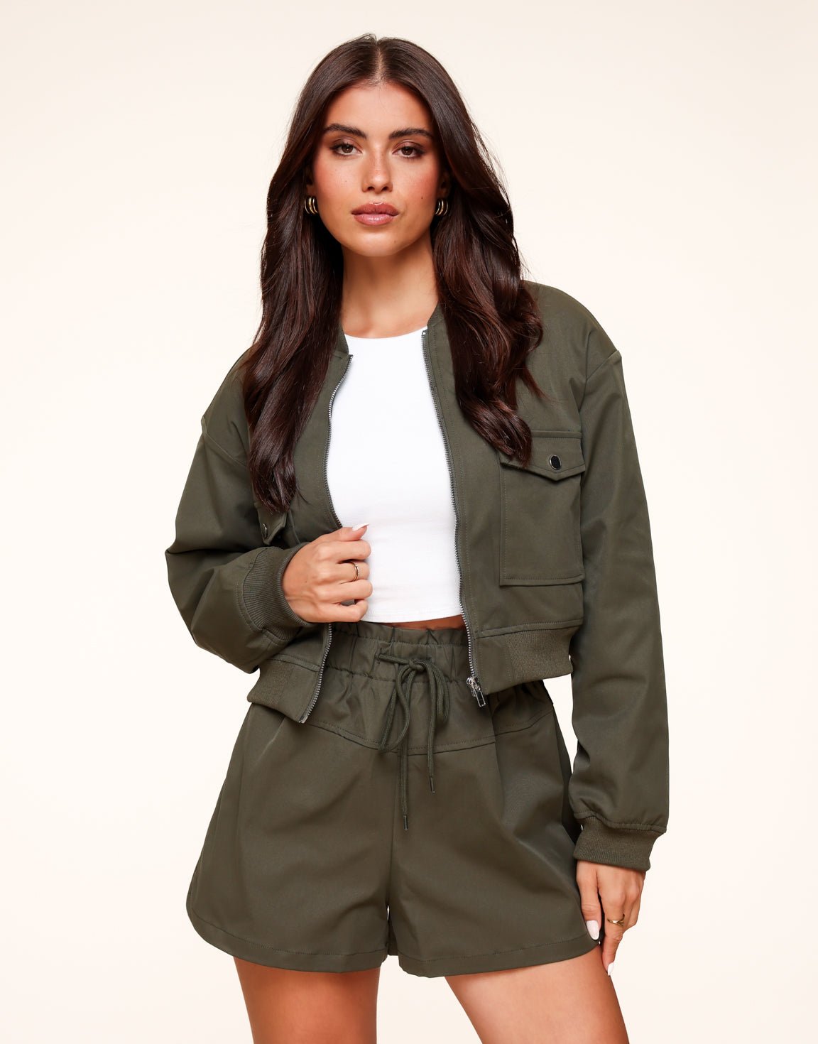Donkergroene Bomber Cropped - Set - Olivia & Kate