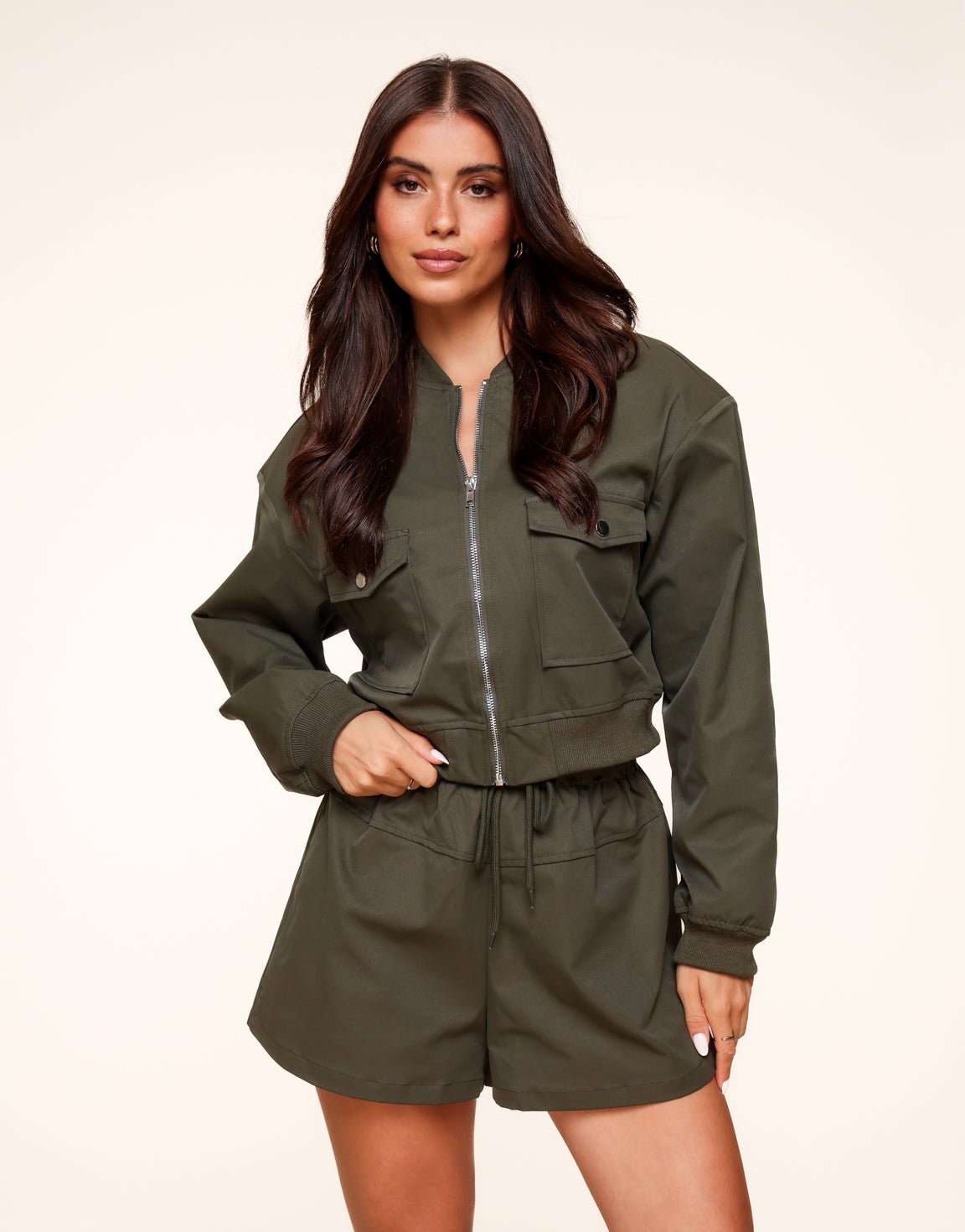 Donkergroene Bomber Cropped - Set - Olivia & Kate