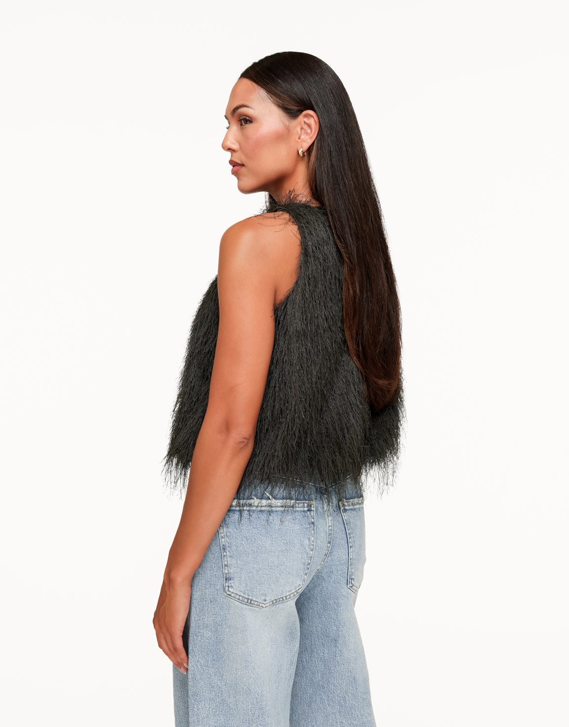 Donkergroene Mouwloze Fluffy - Top - Olivia & Kate
