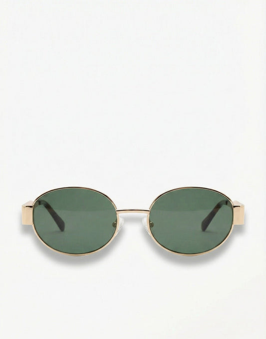 Donkergroene Ovale Gouden Montuur - Zonnebril - Olivia & Kate
