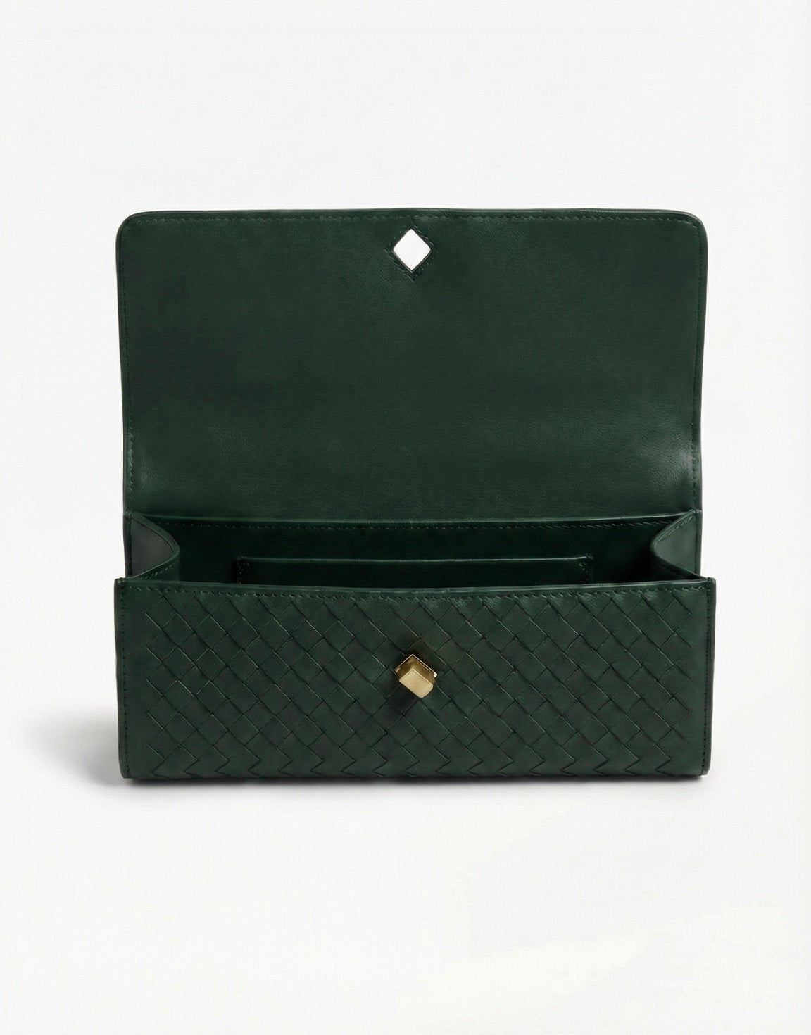 Dark Green PU Gold Detail Clutch - Bag - Olivia & Kate
