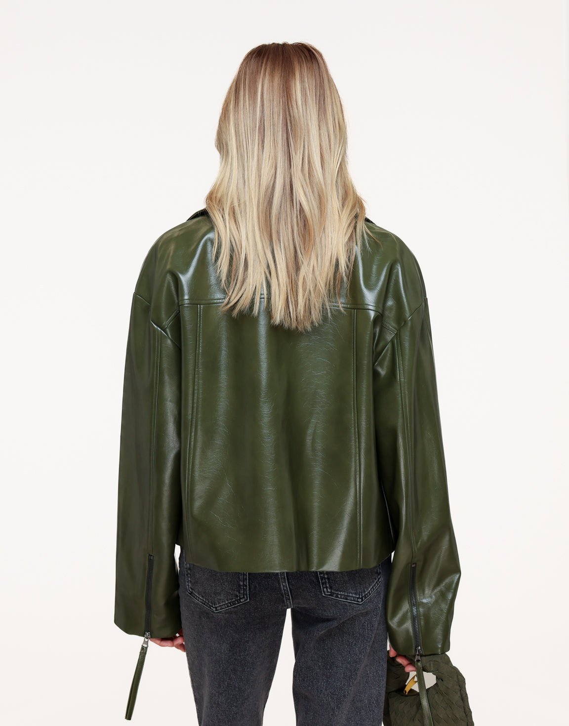 Dark Green Straight PU Leather - Jacket | Olivia & Kate - Olivia