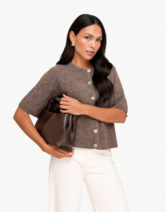 Donkertaupe Gebreide 3/4 Mouwen - Vest - Olivia & Kate