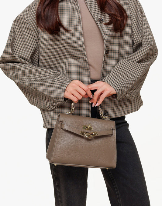 Donkertaupe Gouden Midi Detail - Tas - Olivia & Kate