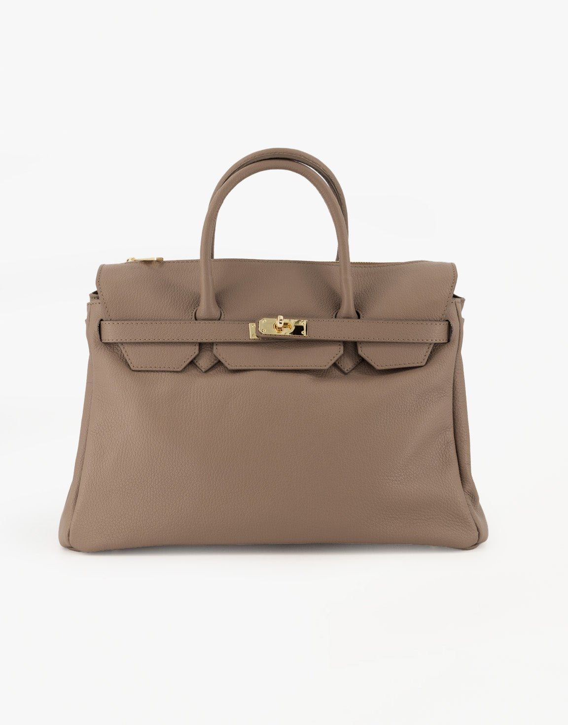Donkertaupe Grote Gouden Details - Tas - Olivia & Kate