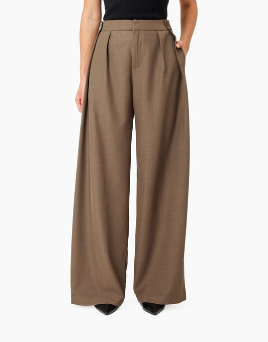 Donkertaupe Knoop Detail Waistband - Pantalon - Olivia & Kate