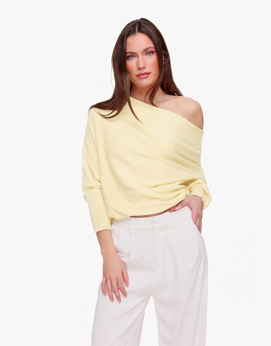 Gele Gebreide 2 Kanten 3/4 Mouwen - Top - Olivia & Kate