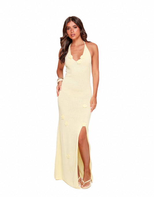 Gele Lange Gedetailleerde Bloemen - Jurk - Olivia & Kate