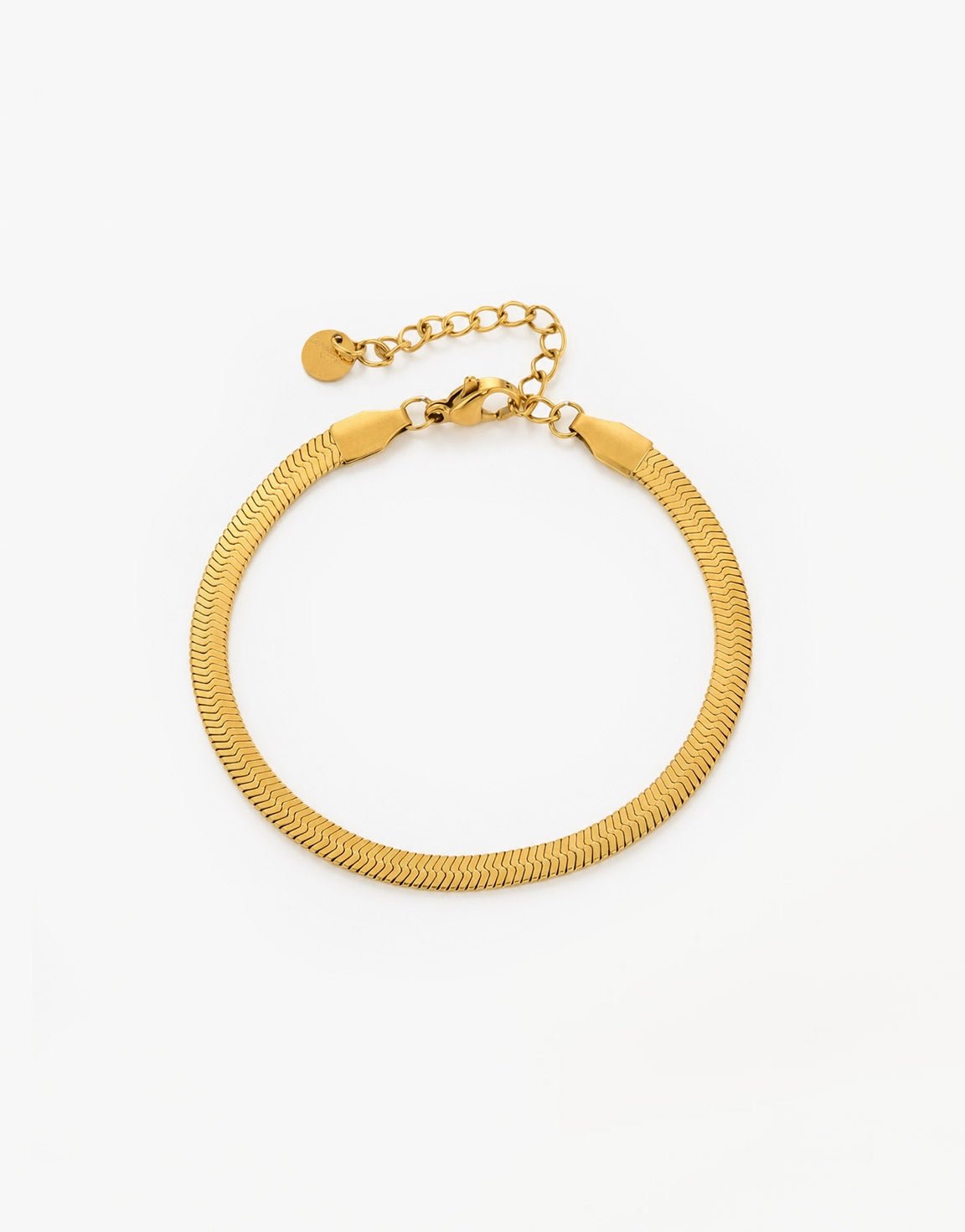 Gouden Brede Platte Schakel - Armband - Olivia & Kate