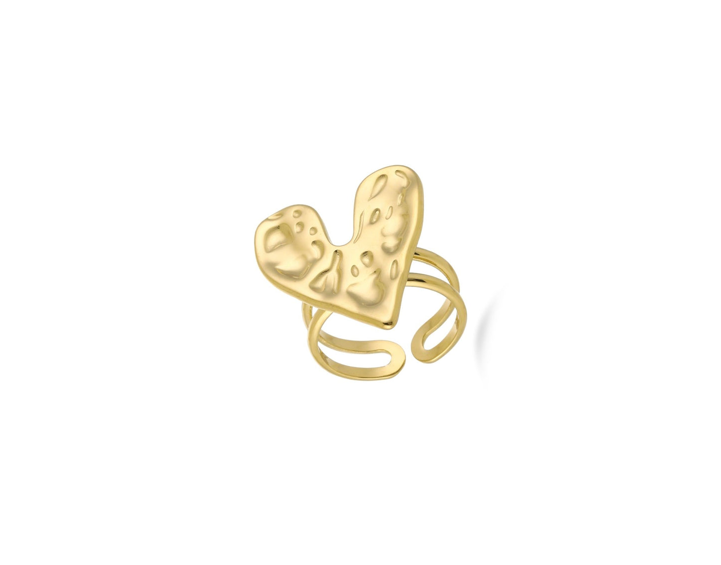 Gouden Chunky Hart - Ring - Olivia & Kate
