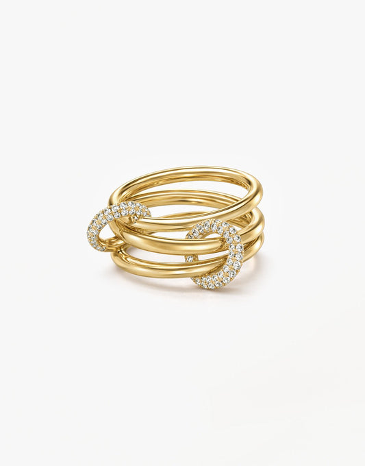 Gouden Drie Delige Zirkonia Detail - Ring - Olivia & Kate