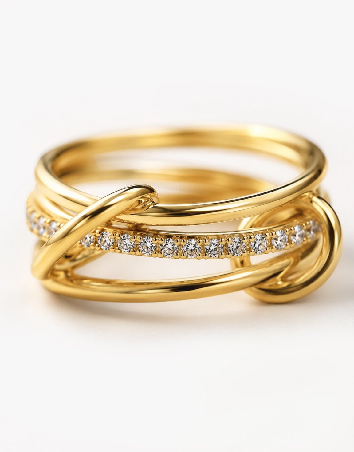 Gouden Drie Delige Zirkonia - Ring - Olivia & Kate