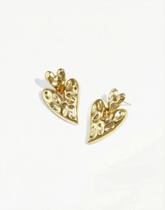 Gouden Hart Hanger Motief - Oorbellen - Olivia & Kate