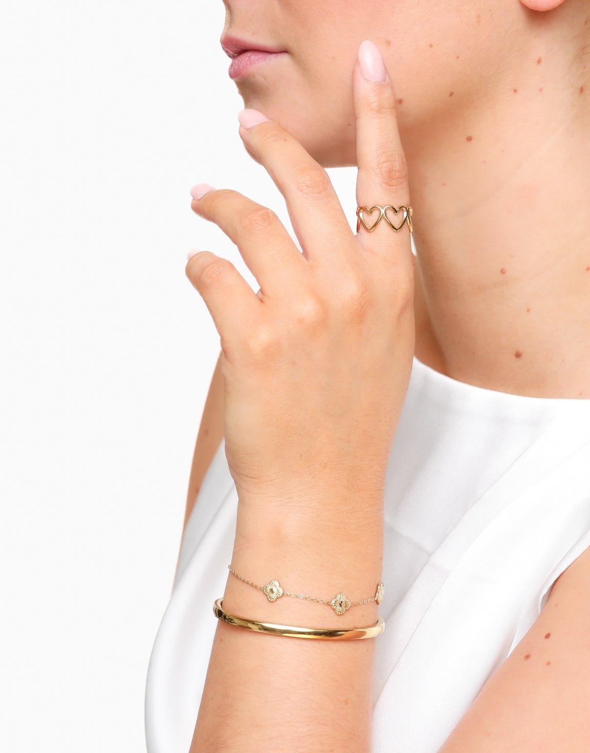 Gouden Hartjes Rij - Ring - Olivia & Kate