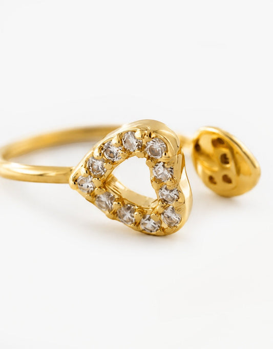 Gouden Hartjes Zirkonia - Ear Cuff - Olivia & Kate