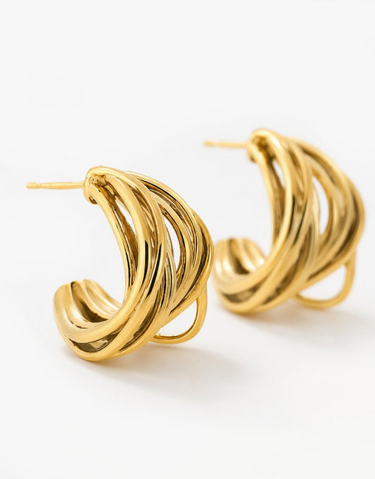 Gouden Kleine Gedraaide Swirl- Oorbellen - Olivia & Kate